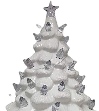 youngs 90861 Керамични Бяло Коледно дърво със светлини, с Височина до 8 см, Бяла