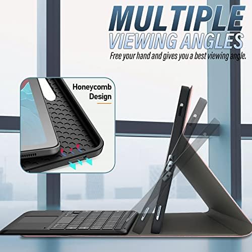 Калъф-клавиатура със сензорен панел Wineecy за Samsung Galaxy Tab S8 Plus/S7 FE/S7 Plus 12,4 инча с подсветка, 7 цвята
