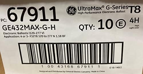 10 X флуоресцентни електронни баласти GE UltraMax 67911 GE432MAX-G-H 4X32 Вата Т8 120-277 В