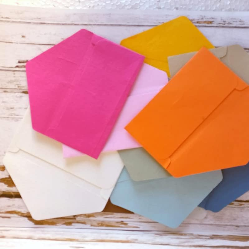 хартиени мини-пликове ръчна изработка размер 6x3 инча, 14 различни цветове, карти за подаръци, пликове за визитки-20- (ENVL-112)