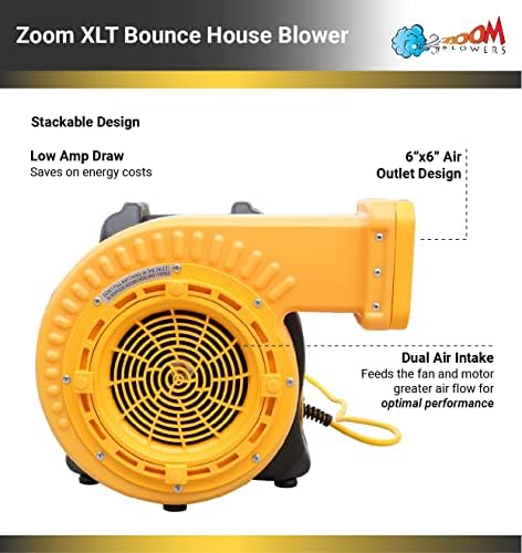 Вентилатор за в къщи Zoom Blowers XLT, енергийно ефективен, с ниска консумация на енергия, Надуваеми вентилатор за В къщи за скокове, Водни пързалки и ленти пречки за деца