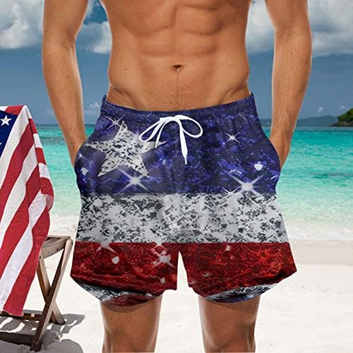 HSSDH Американски Флаг Плажни къси Панталони за Мъже, Американски Флаг Мъжки Бански Флаг на САЩ Топене Плажни Шорти Джобове