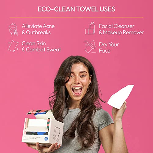 Еднократни кърпи за лице ANTON Eco-Clean - Ультрамягкое кърпа за лице за измиване и отстраняване на грим, 1-e Сертифицирано веганское кърпа за всички видове кожа (50 броя)