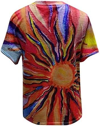 Дамски Летни Тениски, Многоцветни Блузи с къс Ръкав, през Цялата Силует, Ежедневни Графична Блуза, Плюс Размера на Свободна Тениска