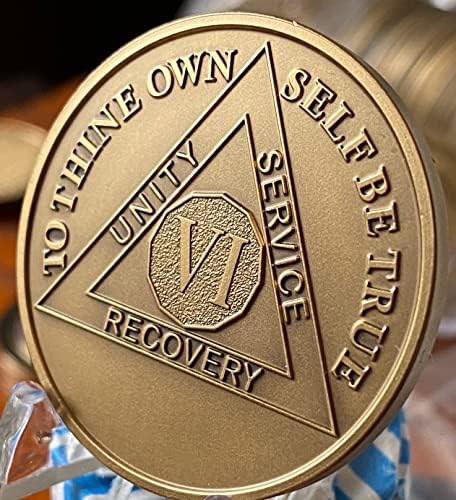 Медальон за възстановяване на чип 6 години AA, голям 1,5 тежък бронзов медальон трезвост премиум-клас