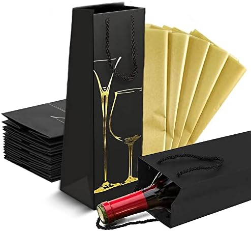 Подаръчни комплекти за вино по 50 броя със златист дизайн от метално фолио, Пакет за Вино, Подарък Пакет за Вино, Опаковки за бутилки за подаръци с дръжка, Опаковки за