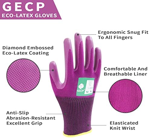 GECP ( ГЭКП ) за Безопасност на Работни Ръкавици, от Изземване, Градински Ръкавици с еко-Гумено покритие за Жени и Мъже, Защита от