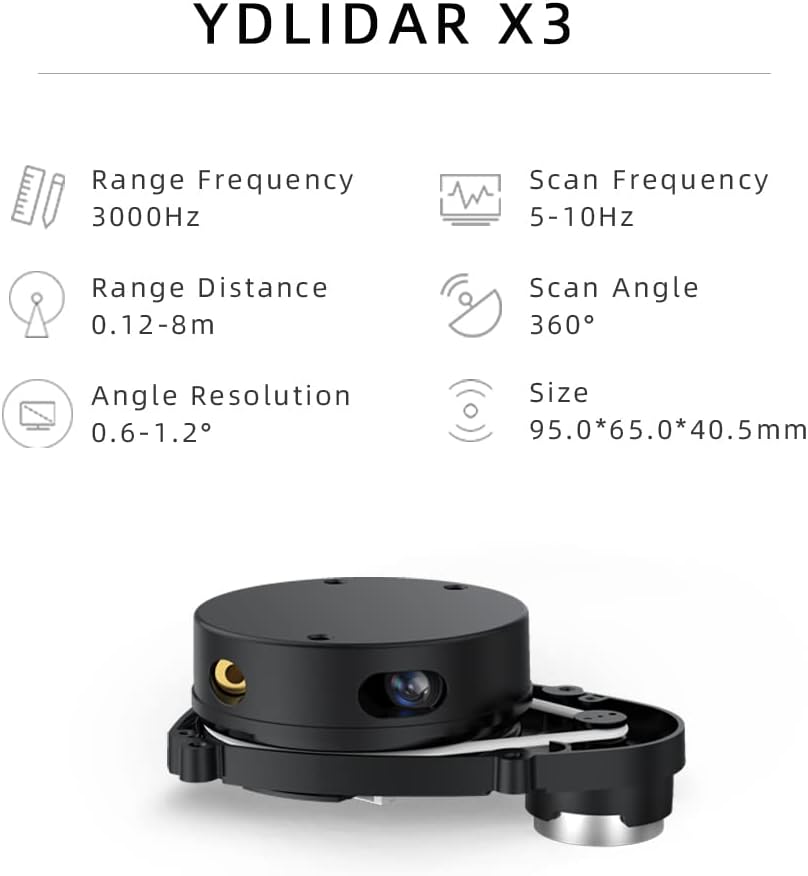 EAI RPLIDAR X3 360-градусова 2D-лидарный сензор, честота на сканиране 10 Hz и радиус на сканиране 8 Модул м лидарного скенер за обучение на роботи РОС или обходу препятствия и н
