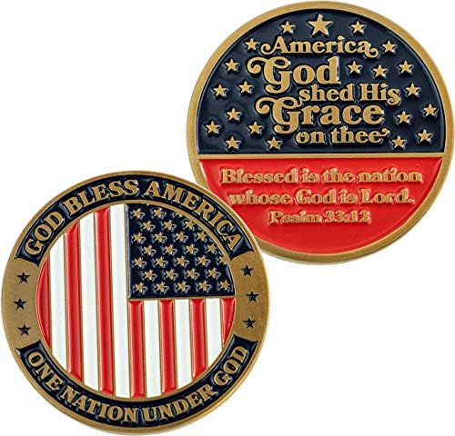 Бог да Благослови Америка, Обемна опаковка от 3 Монети с Патриотичен флага на сащ, оспорват Войници, Една нация под Бог, е Знак