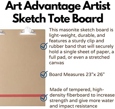 Дъска за рисуване Art Предимство Artist Скица Мъкна 23 x 26 с дръжка, скоби и еластична лента. Портативна, лека дъска за рисуване от