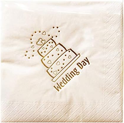 Салфетки с принтом от фолио NPK за украса за сватбен ден (опаковка от 15 броя) (Един размер) (Бял)