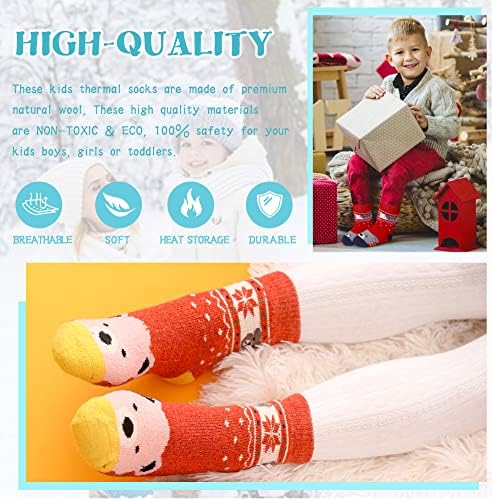 Eocom/ Бебешки Вълнени Чорапи За Момчета И Момичета, Топли Туристически Минерални Зимни Уютните Меки Дебели Чорапи За Деца, 6 Двойки