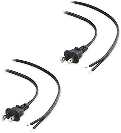 Кабела Е на стойност 2 опаковки Поляризирана Заменяеми кабел 18AWG с 2 шипа, Тел лампа 8 фута -NEMA 1-15 P 2 Тел за подмяна на кабела лампи с приставка адаптер