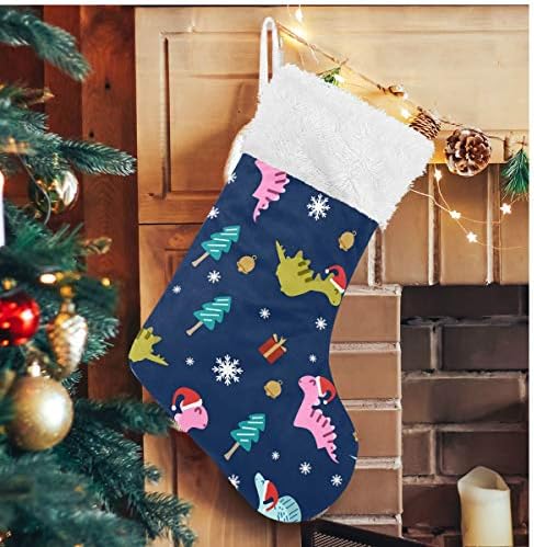 Коледни Чорапи ALAZA, Празнична на Коледа с Динозавром, Сладък Класически Персонализирани Големи Чулочные Украса за Семейна