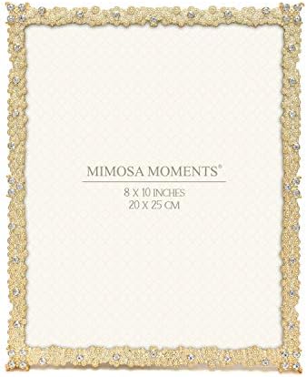 Сватбена Рамка за снимки MIMOSA MOMENTS Jewel Bling Gold 8x10 с Кристали, рамка за снимка за Коледа, Подарък за Годишнина или Булката в Деня на Сватбата