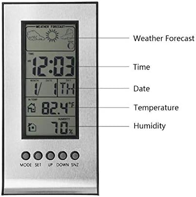 KLHHG Многофункционален LCD Дигитален Термометър, Влагомер Домашен Творчески Вътрешен Календар Термометър Будилник