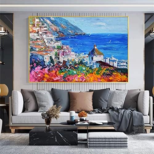 YFQHDD Ръчно рисувани Цветни Океанските цветя Гъста Пейзаж на Красивия пейзаж с маслени Бои Подходящи (Цвят: D, Размер: 90x120 см, Без рамка)