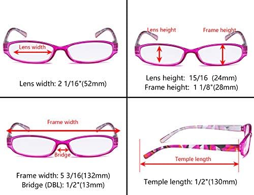 Eyekepper 5 Опаковки Женски Очила за четене с Шарени дужками - Дизайнерски Очила за четене за жени,+2,25