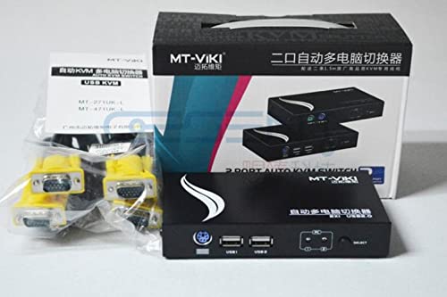 MT-271UK-L 2 USB порта PS/2 KVM Бутон за автоматично превключване или клавиш за превключване на КОМПЮТЪРА с кабели, Широк екран