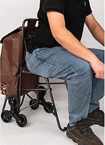 Сгъваема кошница за пазаруване VANQ за хранителни стоки, Тежкотоварни количка за катерене по стълбите с Трехколесной метална количка