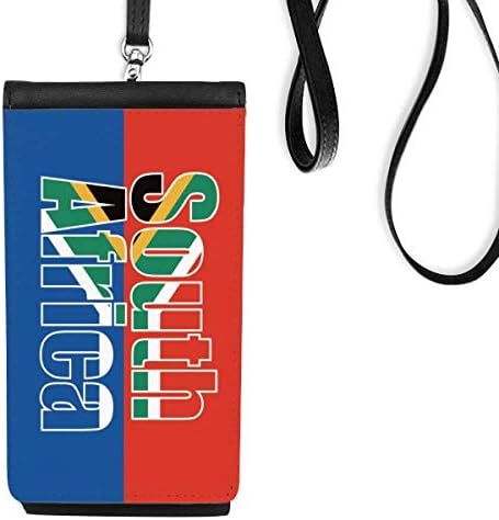 Името на Хартата на страната на Южна Африка Телефон в Чантата си Портфейл Окачен Мобилен Калъф Черен Джоба