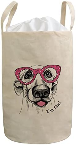 Кошница за дрехи, Сгъваема Забавно Куче в Розовите Очила, кош за Мръсни Дрехи, Водоустойчива Чанта Органайзер За Съхранение на Бельо