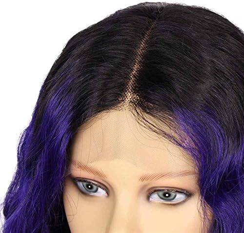 Преносимото Перука на косата XZGDEN, Плътност 150%, Лилаво Перука от Вълнообразни коси 13 × 4, Перуки, изработени от Вълнообразни коси,