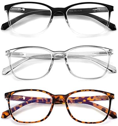 CRGATV 3 опаковки Синьо-Екранировка на Очила за Четене за Мъже И Жени, Правоъгълни Компютърни Очила за четене със Защита от отблясъци и напрежение