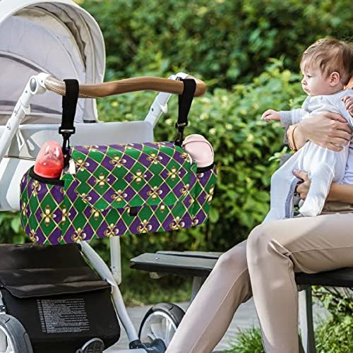 visesunny Органайзер за детска количка Mardi Gras Чанта за аксесоари за количка с класически дизайн, Голямо пространство