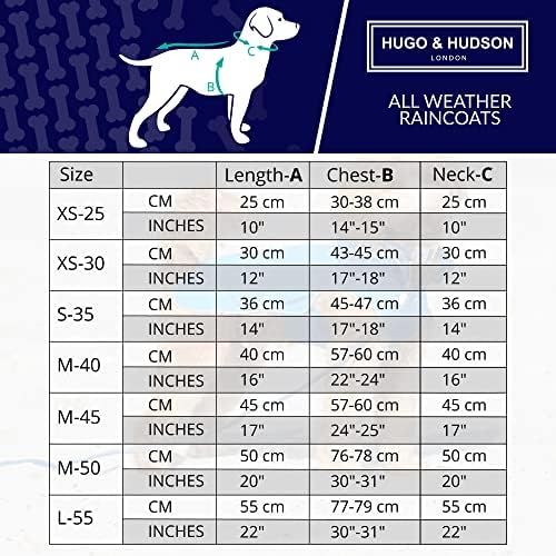 Дъждобран за домашни кучета HUGO & HUDSON - Водонепроницаемое Ветрозащитное пончо с отразяващ качулка за кучета и кученца от малки