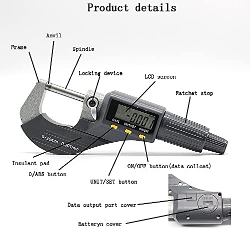 SJYDQ точност ръководят Електронен Микрометър Външен Диаметър 0,001 мм 0-25 мм с LCD Цифров Микрометром Цифров Штангенциркуль