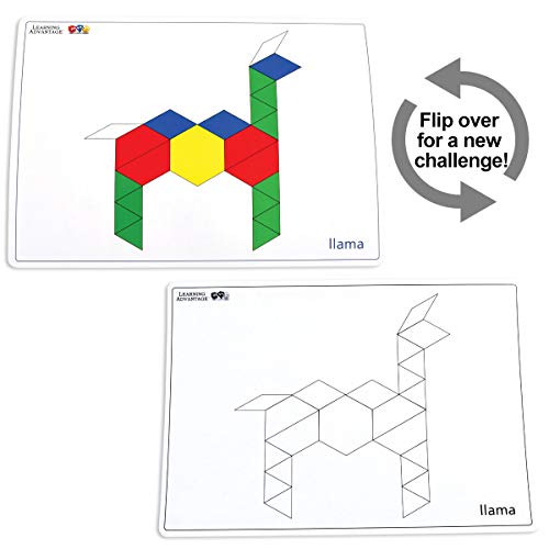 ОБУЧЕНИЕ ПРЕДИМСТВО 7149 Карти модел - Комплект от 20 двустранни карти - Рано геометрия за деца - Учим креативност, последователност и създаване на чертежи