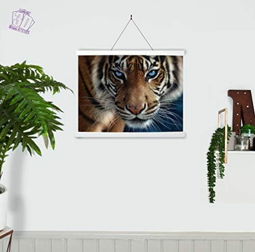 3D Лещовидна щампи на стената LiveLife - Сини очи от Deluxebase. 3D плакат с тигър и без рамка. Идеалният декор на стените.