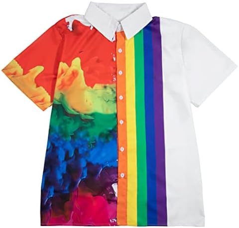 JINTING Гей Гордост Тениска за Мъже ЛГБТК Ризи с Копчета Тениска с Подкрепата на Гордост Модел Графичен Топ С Къс Ръкав