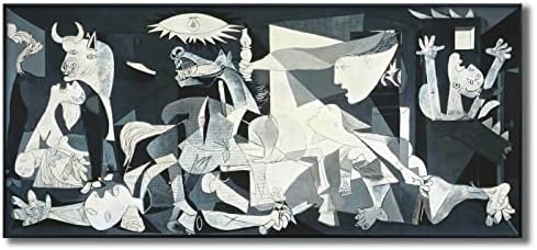 INVIN ART Платно в рамка с принтом Герника на Пабло Пикасо, Стенно изкуство, Декорация за Хол, офис (26 x 60, черна тънка рамка)