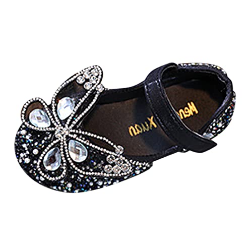 Модерен пролетно-летните детски танцови обувки За момичета, Обувки на Принцесата да се изяви С кристали (черен, 10,5-11 години)