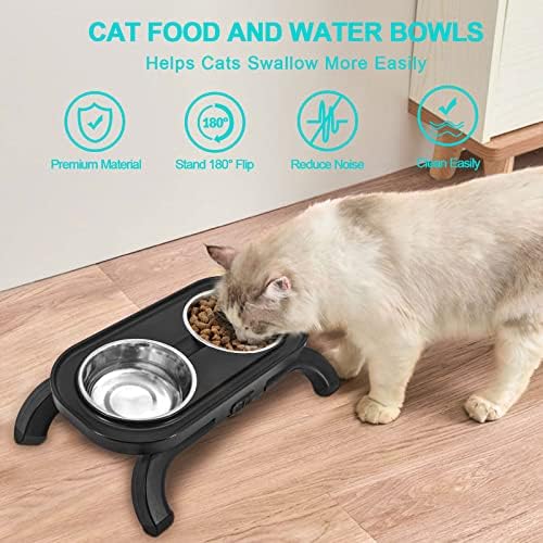 Pycoal повишена котешки купички за храна и вода, повдигнати на храна за котки от чаши, бъки умора котка купа няма разлив