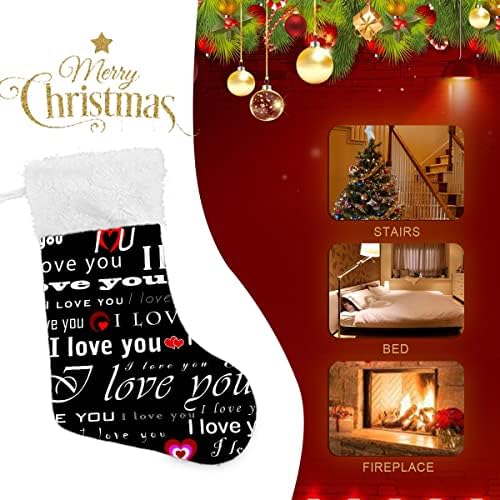 Коледни Чорапи за Свети Валентин, Обичам Те, Модел, Бяла Плюшен Маншет, Мерсеризованный Кадифе, Семеен Празник, Персонални Голям Отглеждане,