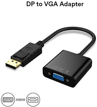 ДП към VGA Адаптер позлатените DisplayPort за връзка към VGA Конвертор От мъжа към жената 1080P (Черен)