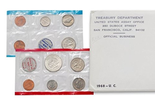 Монетен двор на САЩ 1968 година на издаване - Комплект от 10 монети, без да се прибягва в Оригиналната Правителствена опаковка Без