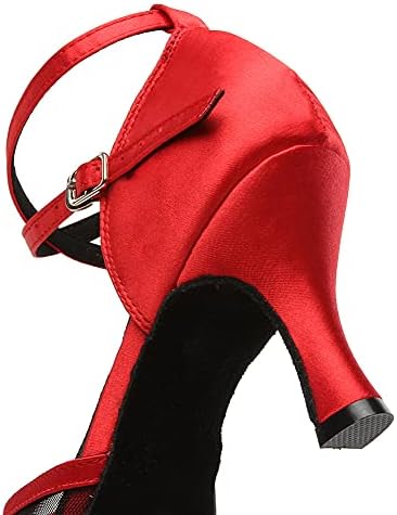 ROGMUJEN/Дамски Обувки за Латино танци, Обувки за практикуване на бални Танци, Танго, Салса, Вечерни Обувки-лодки, Танцови Обувки За Момичета, Червено, 7US, ML189
