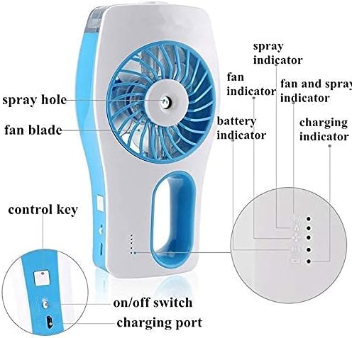 UXZDX Ръчен Преносим вентилатор Малък вентилатор за замъгляване Вградена Акумулаторна батерия USB Вентилатор Ръчно Личен Овлажнител Охлаждащ