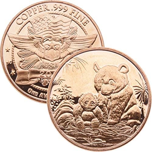 кръгла монета от чист Мед с тегло 1 унция .999 /Предизвикателство (2012 Панда)