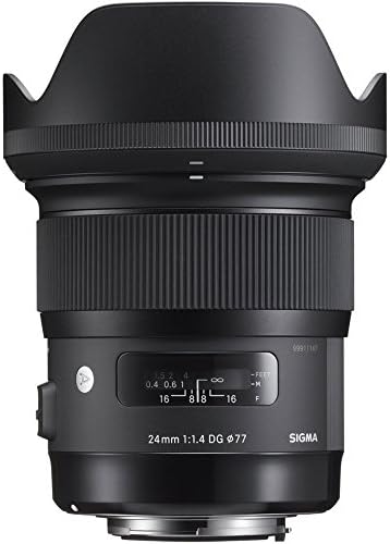 Широкоъгълен обектив Sigma 24mm f/1.4 DG HSM (арт) за огледално-рефлексен фотоапарат на Canon с монтиране (401-101) с карта памет