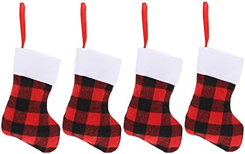Happyyami терлици 4 бр., Коледни Чорапи, Коледни Украшения за Отглеждане, Плюшени Чорапи, Държач за Бонбони, Окачени Чорапи за Камината,