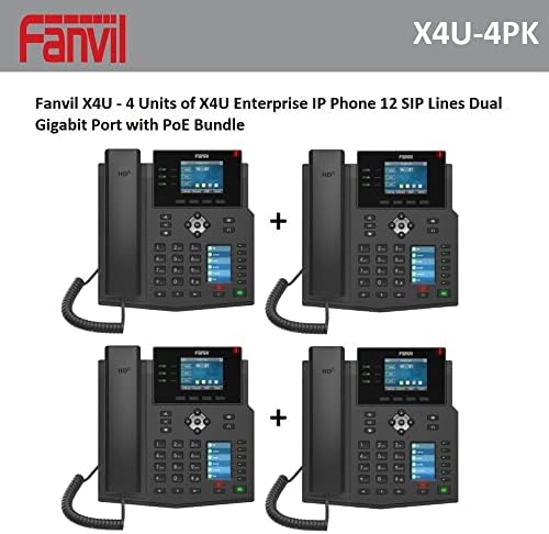 Fanvil IP Phone X4U Gigabit SIP Корпоративен настолен телефон с Двухцветным LCD дисплей (4 комплекта)