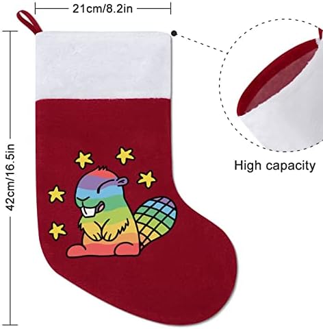 Дъгата Бобър Коледни Окачени чорапи Чорапи за Коледно Камина Празничен Начало Декор