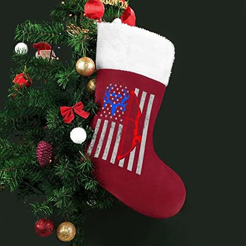 Американски Лук Ловен Флаг на САЩ Коледни Окачени чорапи Чорапи за Коледно Камина Празничен Начало Декор