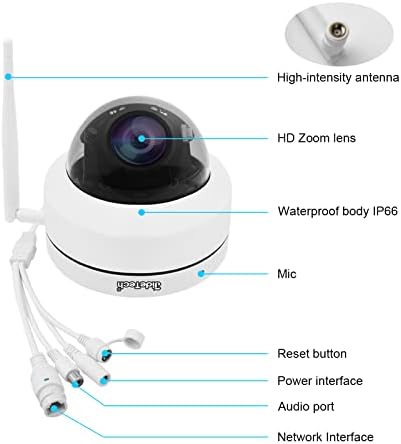YoLuKe 5-Мегапикселова PTZ WiFi, Камера за улиците, 5-кратно Оптично Увеличение, Външна Куполна Камера за Сигурност с Автоматично