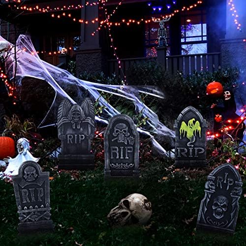 NUOBESTY Хелоуин Декор на надгробни плочи, Декорации Хелоуин надгробни камъни Фалшив надгробен камък от Духове Къща Декорация с Метални